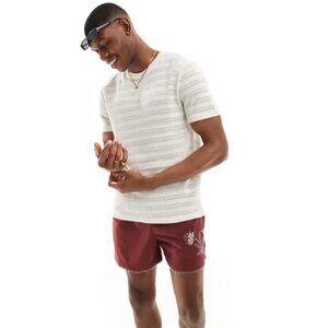 ASOS DESIGN t-shirt in off white textured fabric - Small